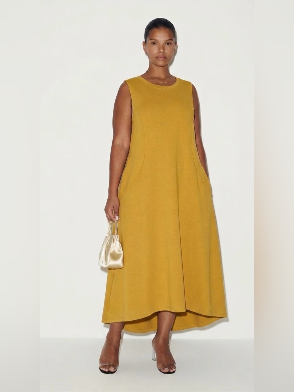 J. Jill Ponte Yellow Maxi Shift Dress Plus Size 4X Resort Sunset Minimalist Prep